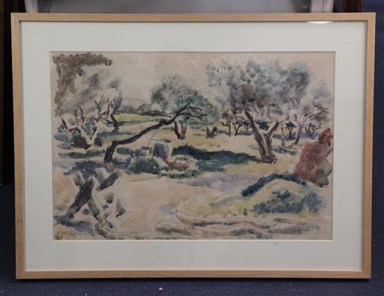§ Julian Trevelyan (1910-1989) Study of an olive grove 14.5 x 21.5in.